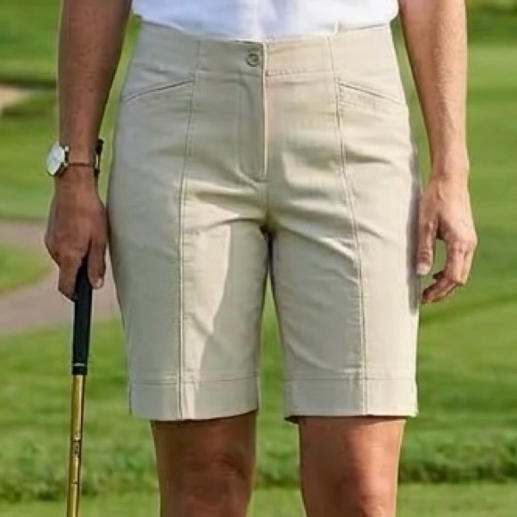 Tail Activewear Pants - Tail Tech Khaki Golf Shorts Tan Bermuda Walking Shorts Pockets Size 4 LIKE NEW